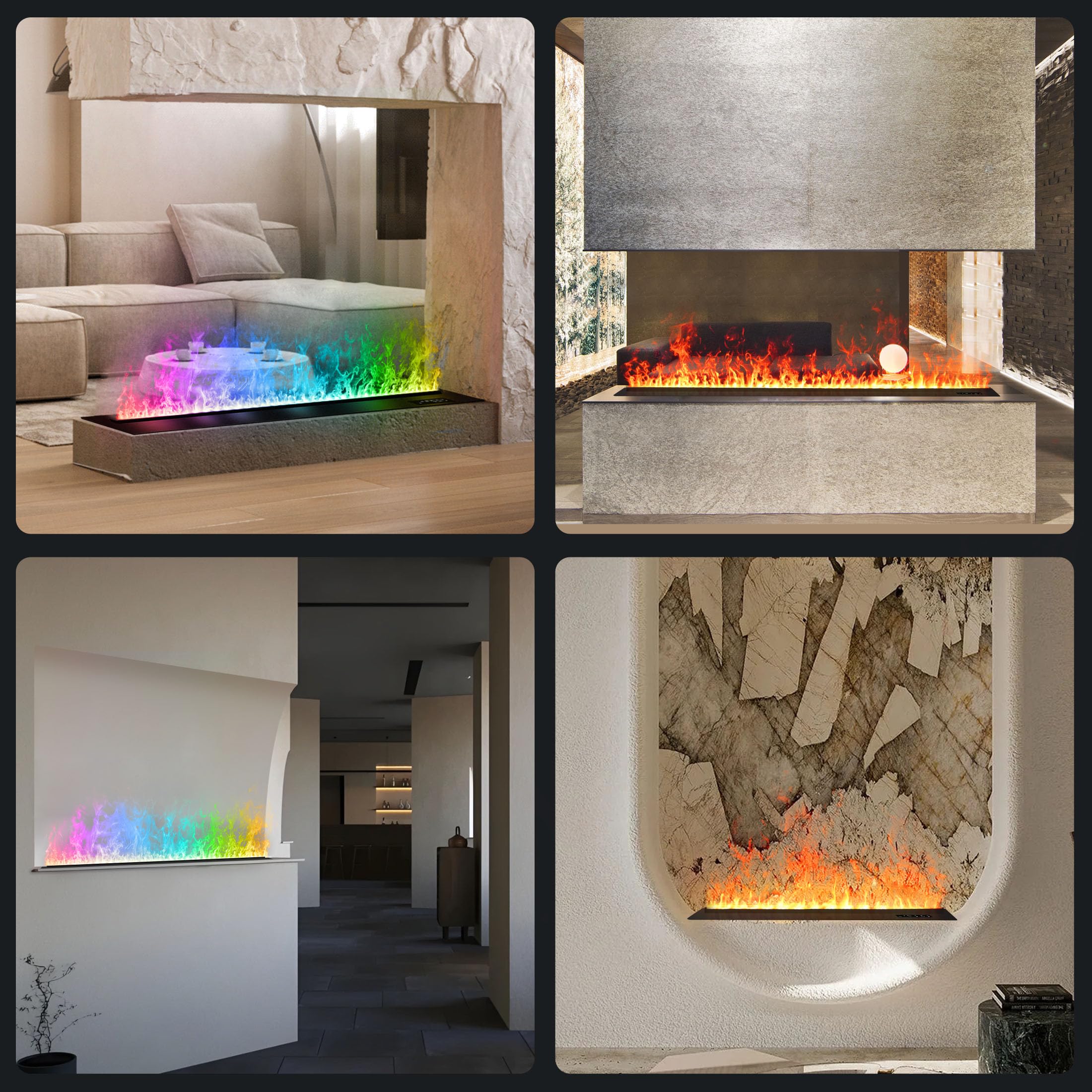Wasserdampfkamin, Elektrokamin, 9-Farbiger 3D-Flammeneffekt, Fernbedienung [Keine Heizung，180cm]
