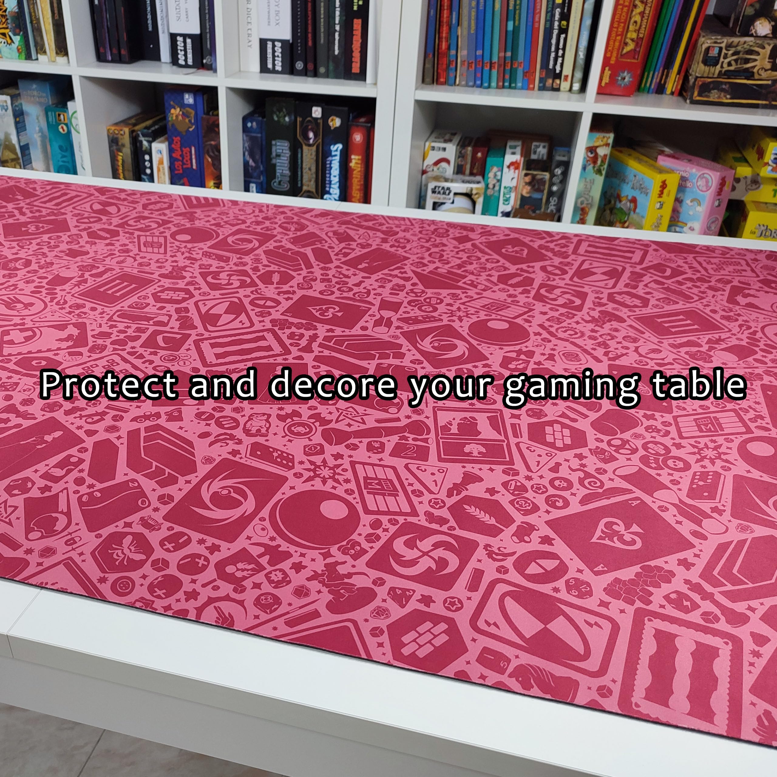 Neoprene Play Mat | Tappetino specializzato per Giochi da Tavolo, Dadi e Carte | Impermeabile, Antiscivolo e Arrotolabile (Gaming Pink)