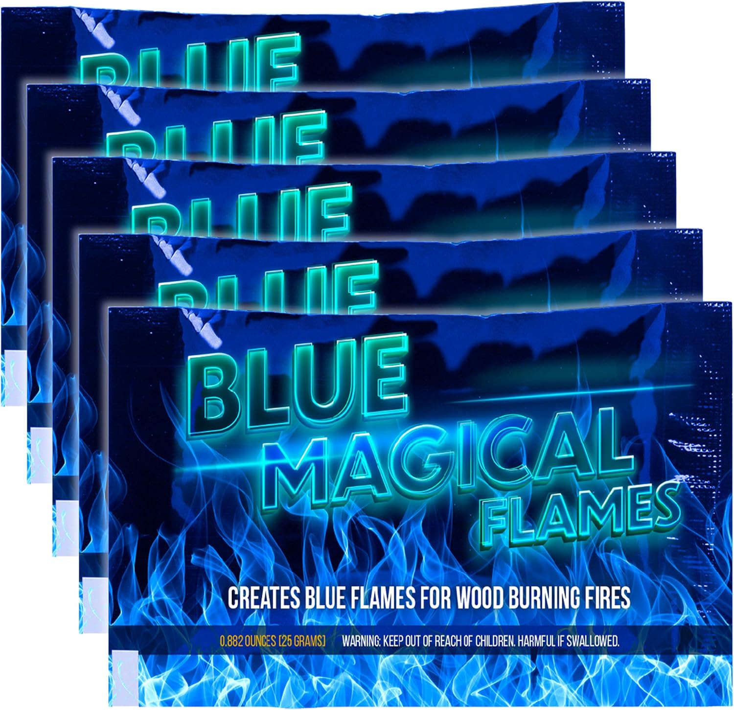 Magical Flames Blue Fire Color Packets - Vibrant Flames for Campfire, Bonfire, Outdoor Fireplace