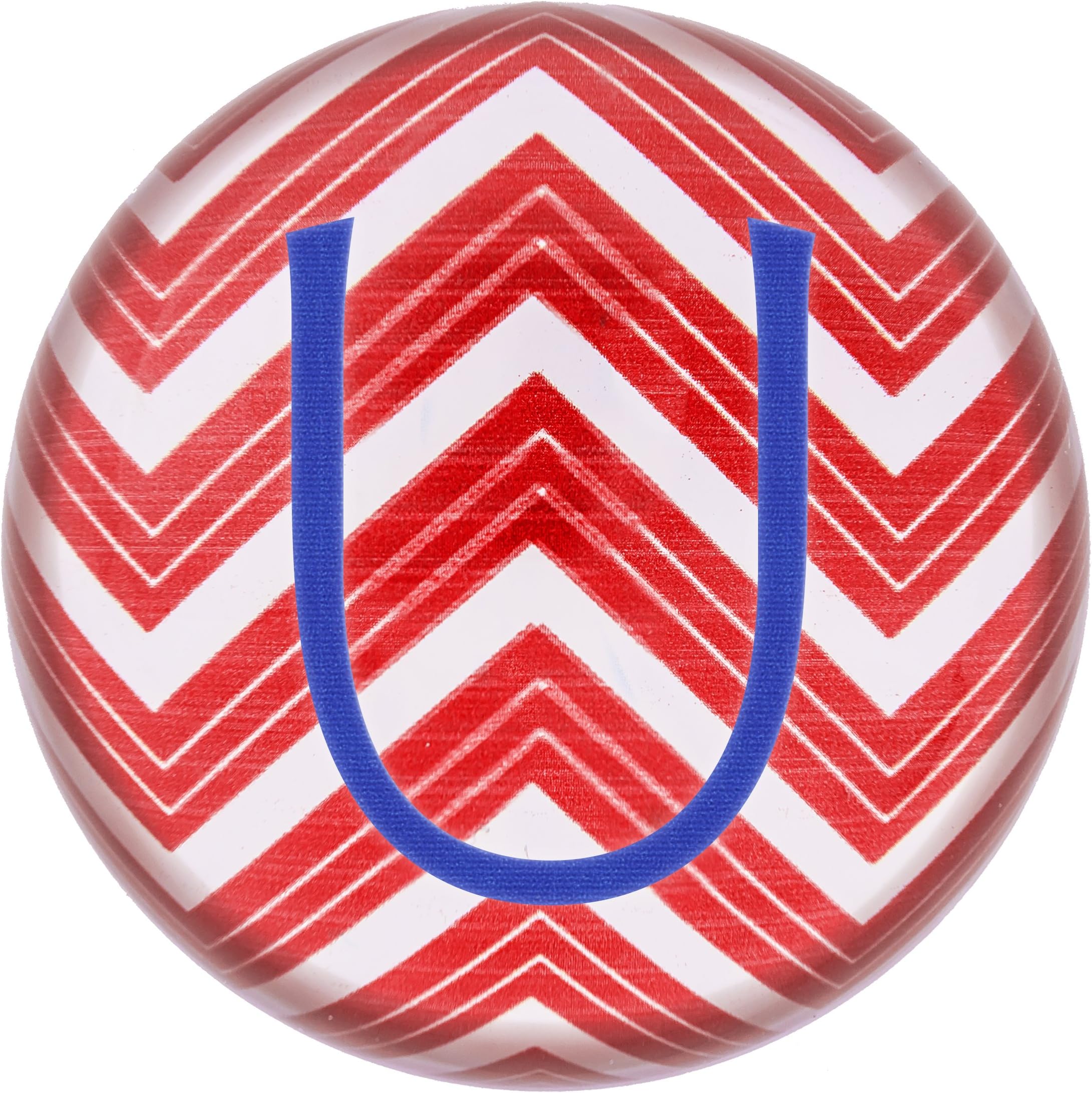 CATHY'S CONCEPTSPersonalized Chevron Domed Glass Paperweight, Letter U, Red/White/Blue