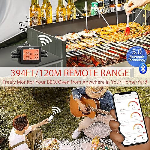 Miniatura 2 de DIGITEN Termómetro Bluetooth para asar a la parrilla, termómetro inalámbrico para carne, con 4 sondas, termómetro para ahumar, termómetro de lectura