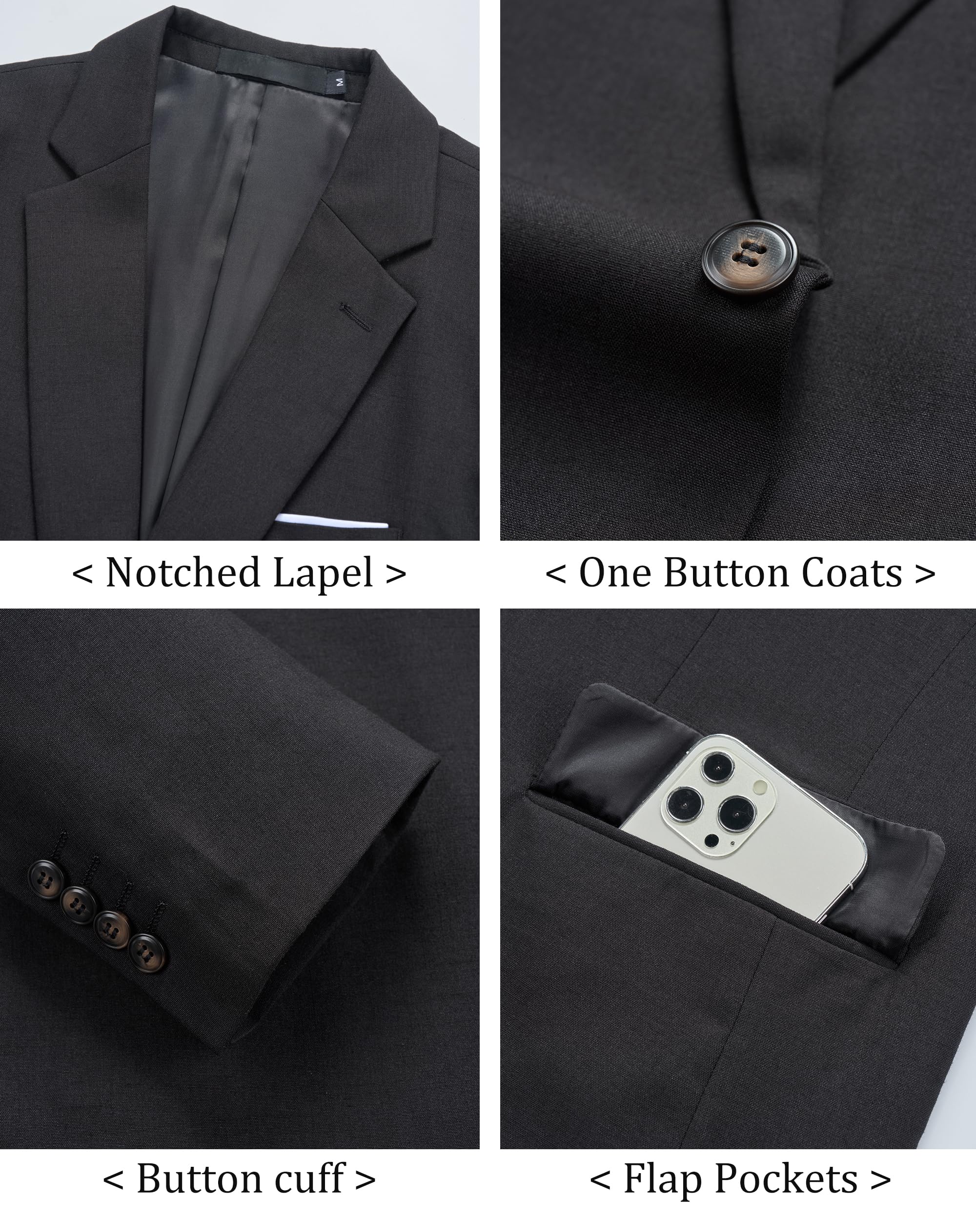 Blazer Homme Veste De Costume Coupe Regular 1 Bouton pour Mariage Bureau Cérémonie et Soirée