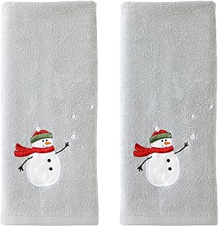 SKL Home Christmas/Winter Snowman with Snowballs Hand Towel 2pc Set for ...