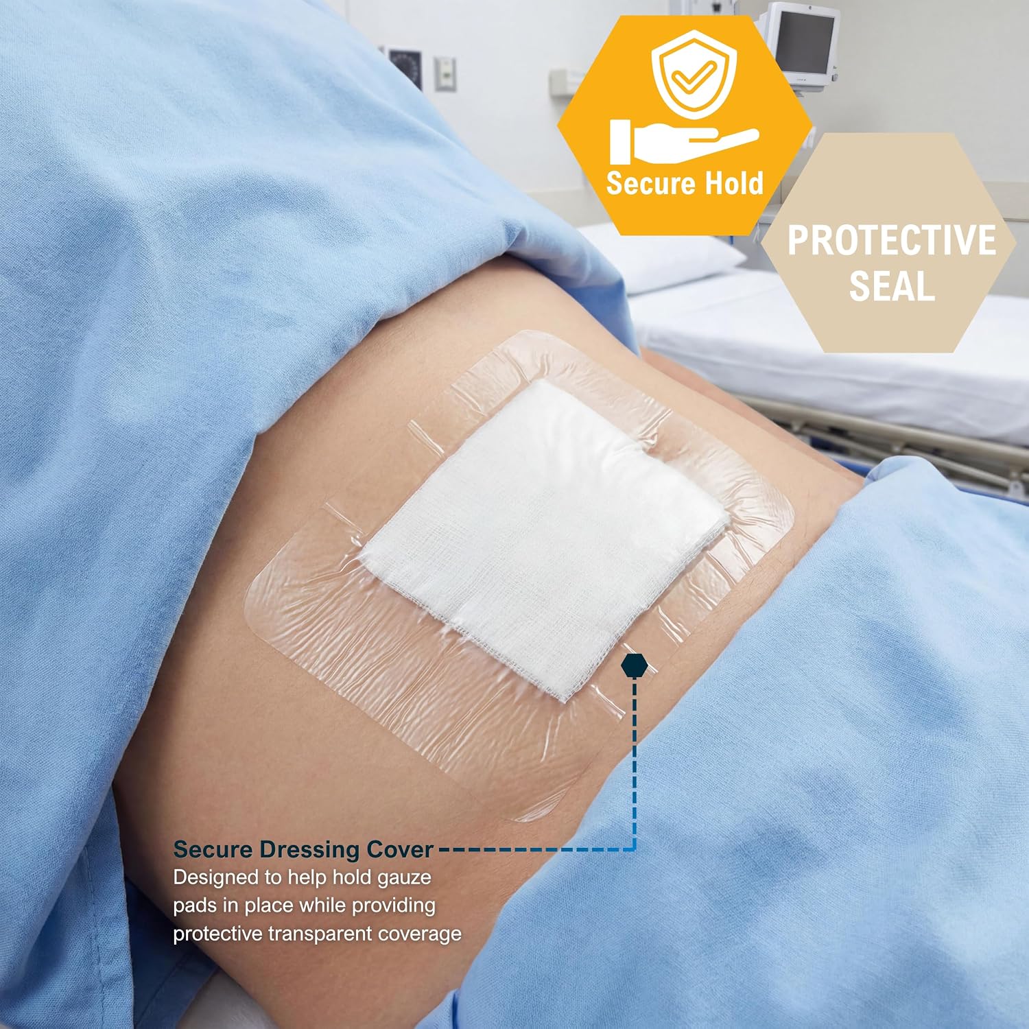 MED PRIDE Transparent Wound Dressing Adhesive Sterile Film Road Rash Bandage Transparent Dressing for Burns Tattoos (4x5 Inch (Pack of 50))