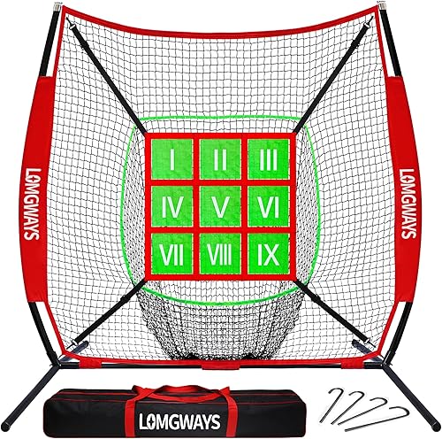 7'x7' Baseball Practice Net for Hitting and Pitching, Portable Softball Net for Batting with Carrying Bag