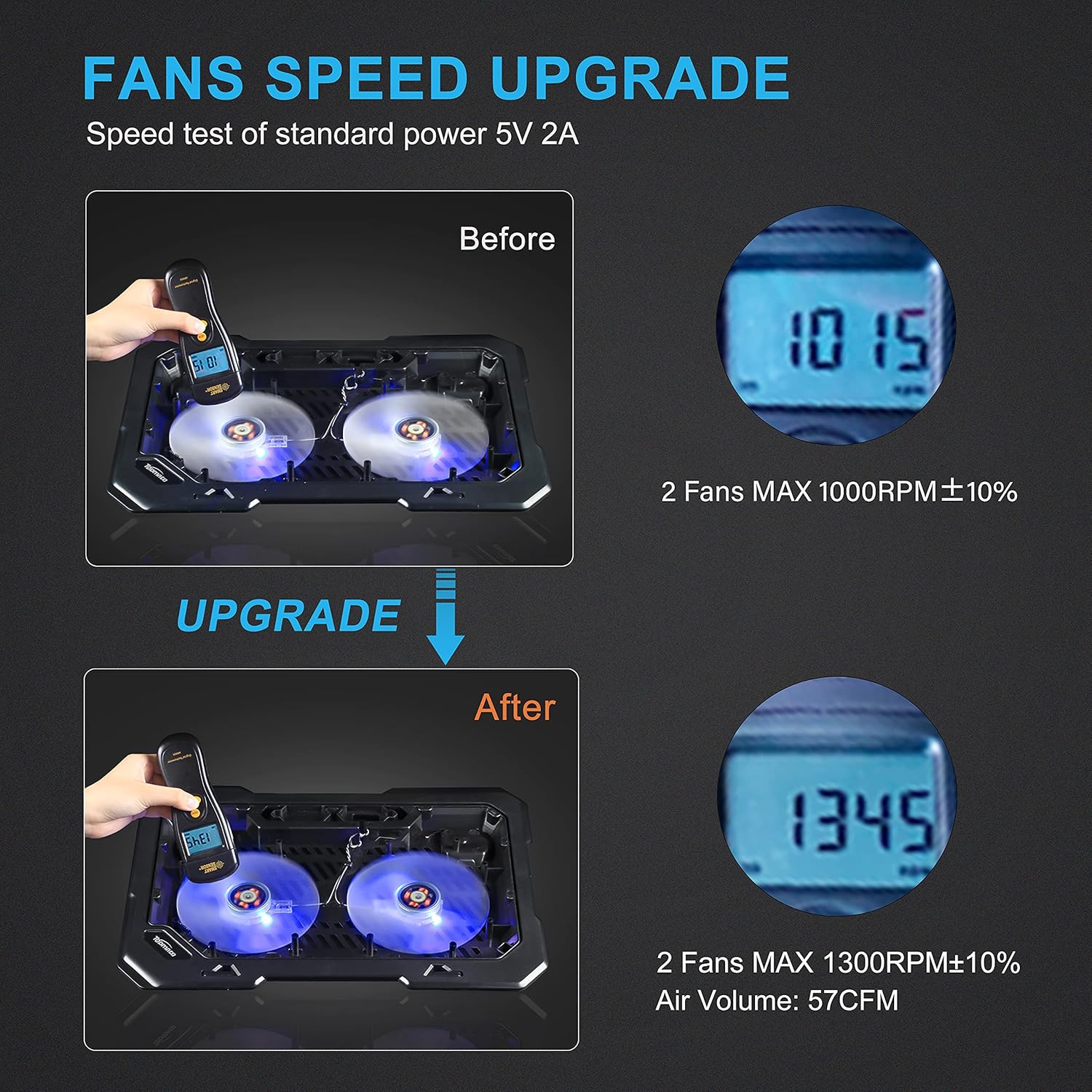 TopMate C302 Laptop Cooling Pad Ultra Slim Notebook Cooler, Laptop Fan Cooling Stand with 2 Quiet Big Fans Blue LED Light, Chill Mat with Built-in USB Cable Plug and Play, for 10-15.6 Inch Laptops : Electronics