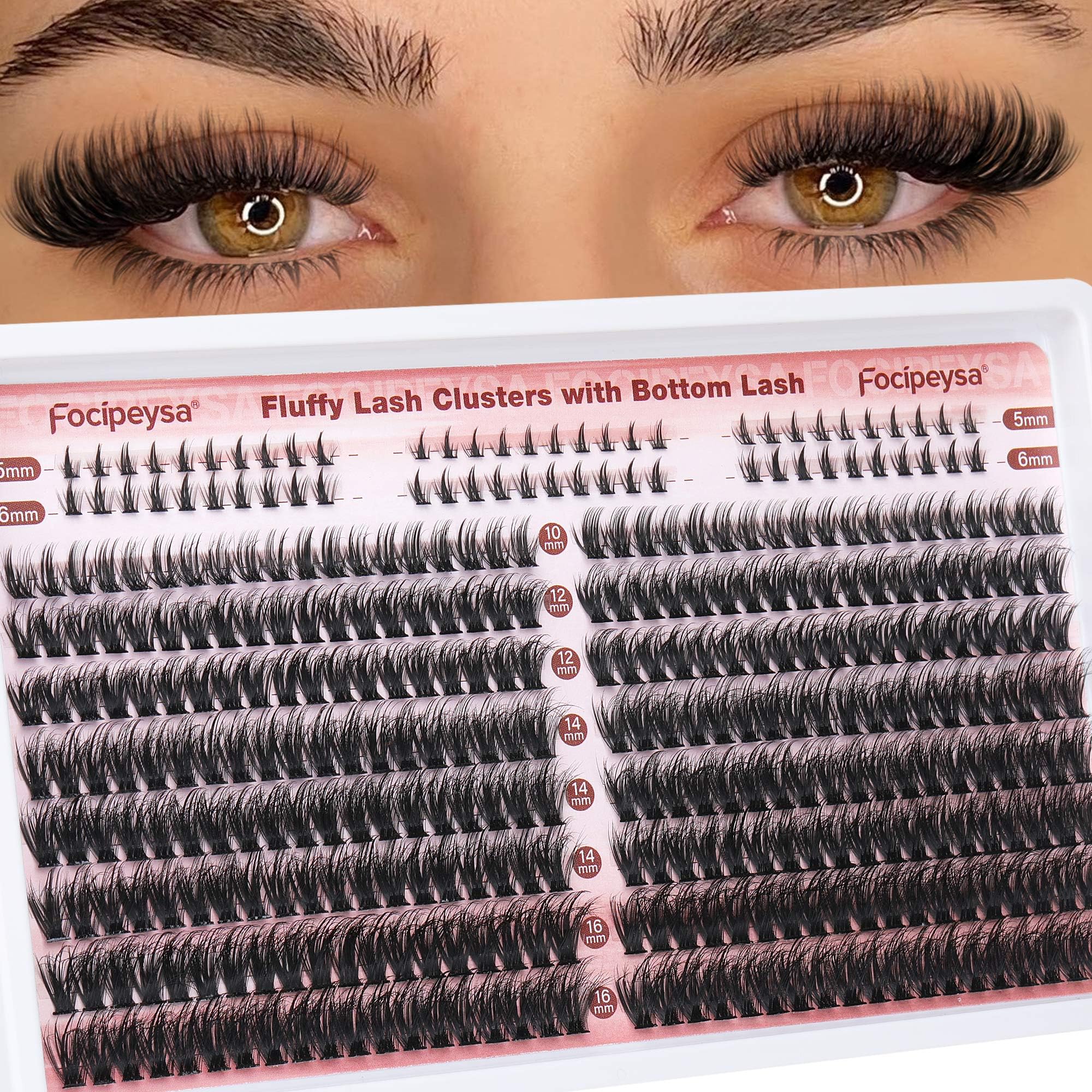 Focipeysa Wispy Lash Clusters Fluffy Cluster Eyelash Extensions 10-16mm Wispy Eyelash Clusters CD Curl Lash Extension 364pcs Fluffy Individual Lashes DIY Lash for Professional and Beginners