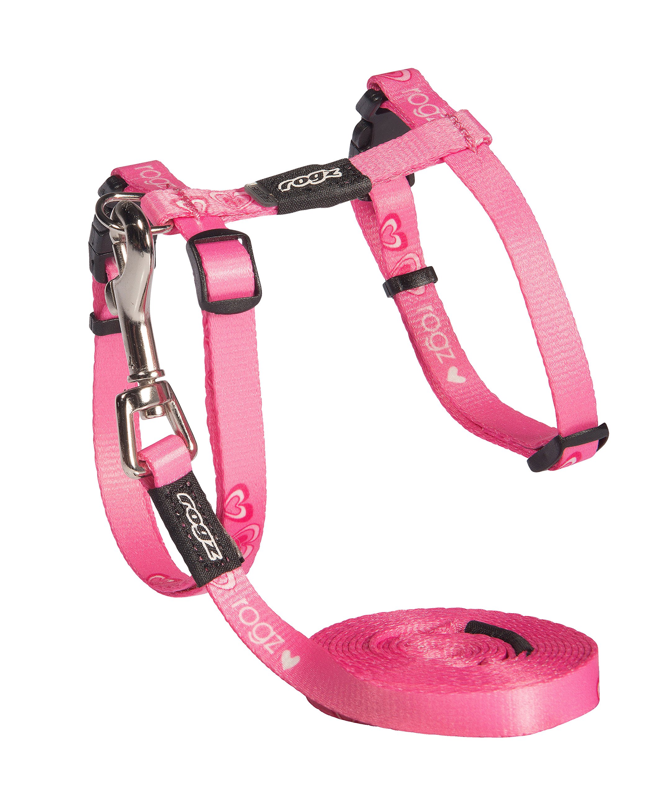 襟付きハーネス(ピンクローズ)&リードセット、わんちゃん猫ちゃん用 Amazon | Rogz KiddyCat Harness & Lead Sets H型 猫用 ハーネス