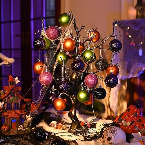 Miniatura 225 de Valery Madelyn Juego de adornos decorativos para árbol de Navidad para otoño, Halloween, 50 unidades de 2.36 pulgadas, rojo, verde y dorado