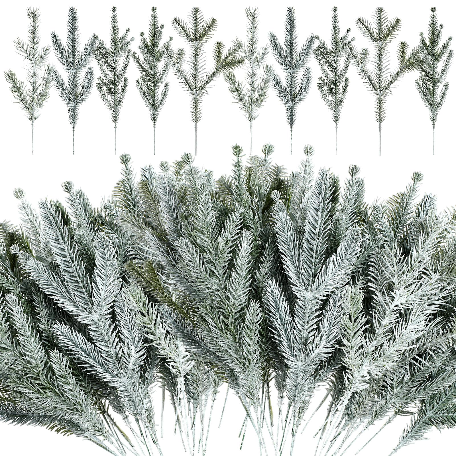 Yunlly Künstliche Tannennadel-Zweige für Weihnachten, 4 Stile, Girlande, Grünpflanze, Winter, künstliche Stiele, Weihnachtsbaum-Picker für DIY-Kranz, Mittelstück, große Dekoration für Zuhause, Winter,