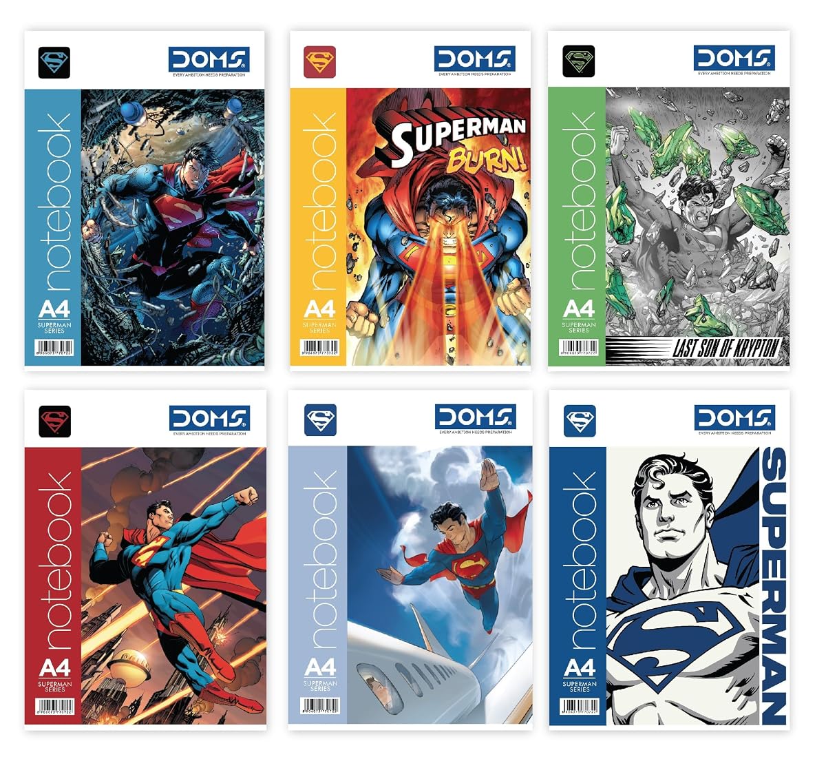 Doms I Single line I Superman Series I 172 pages I Pack of 6 I Notebooks for