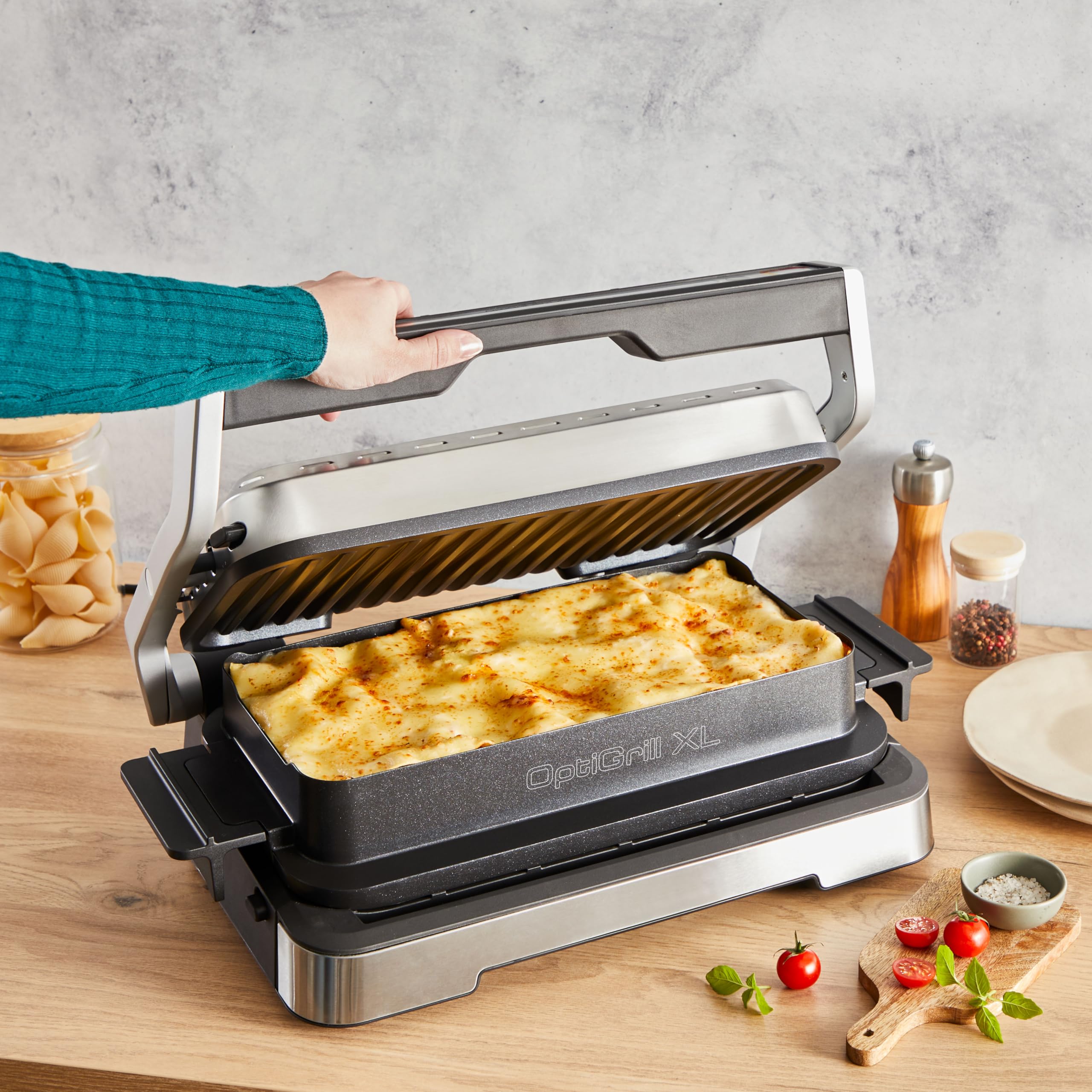 Tefal OptiGrill XL Zubehör Backschale, kompatibel mit OptiGrill 2-in-1 XL, OptiGrill mit Backofen-Funktion erweitern, antihaftbeschichteter Aluminiumdruckguss, Schwarz, XA735810