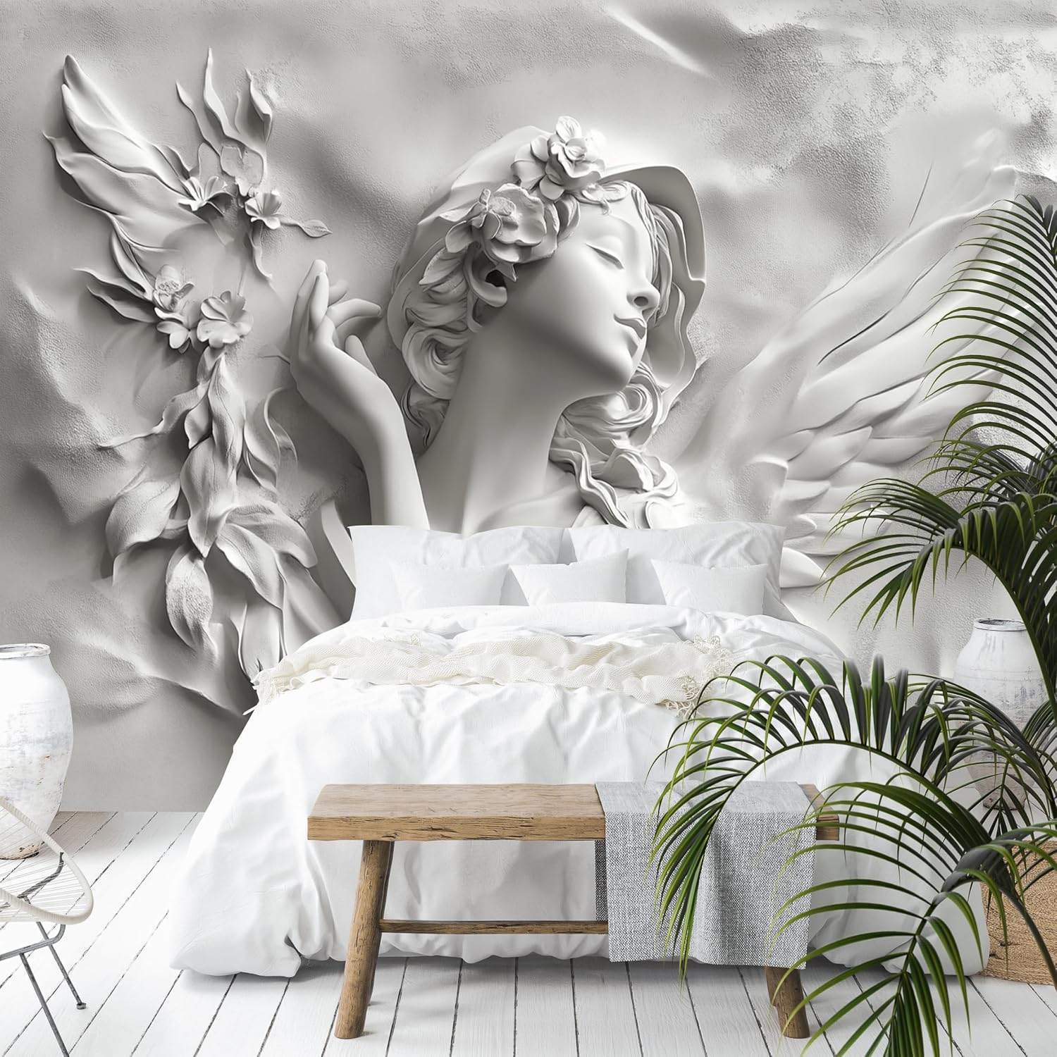 Custom Size Wall Murals - Watercolor Hand-Painted Fresh Flower Beauty - Self-Adhesive Removable Stick Wallpaper for Living Room
