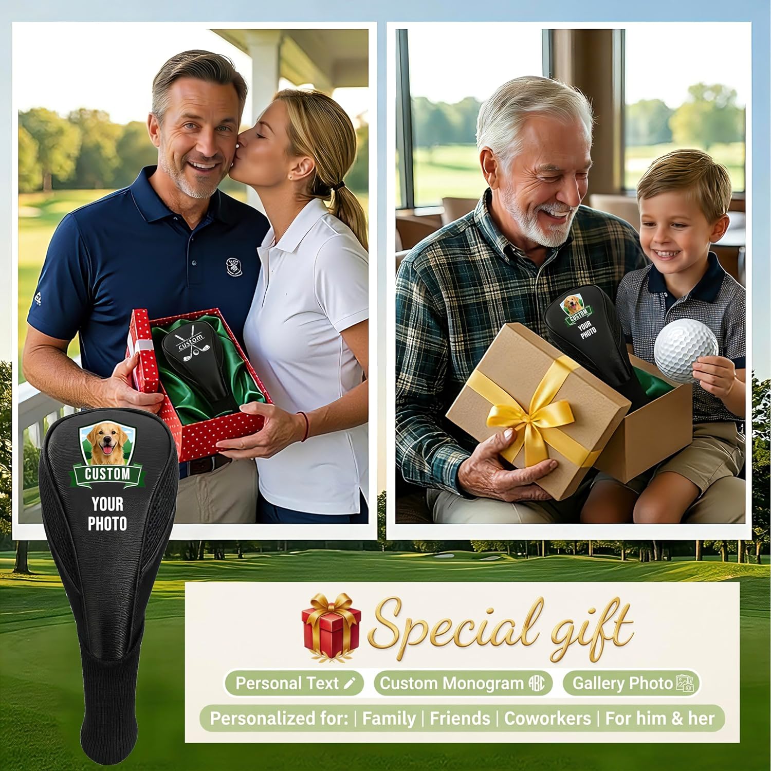 Personalized Golf Head Covers – Custom Golf Club Headcover with Name or Logo, Sock Style Driver, Fairway Wood & Hybrid Headcover