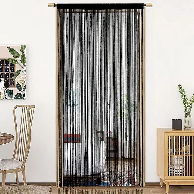 HSYLYM Black String Door Curtain - 90x200cm Kralen Gordijn Room Divider