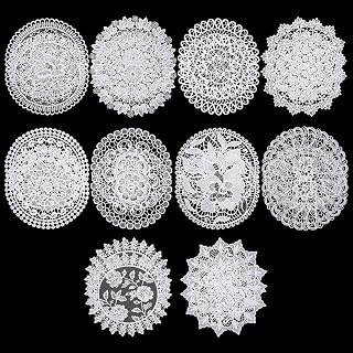 20 Pieces Lace Doilies for Tables, 10 Inch Handmade Crochet Placemats Set of 10 Floral Designs ，Polyester Coasters for Rustic Wedding Kitchen Dining Room Decor