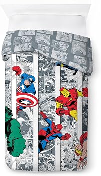 Jay Franco Marvel Comics Avengers Comic Cool 100% Cotton Single Duvet Cover Set - Includes Pillowcase