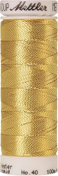 Mettler Polyester/Nylon Metallic Embroidery Thread, 110 yd, Gold