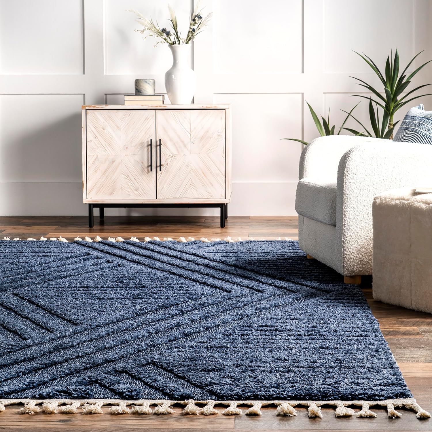 nuLOOM Risette Blue Solid Power Loomed Area Rug, ' image 5