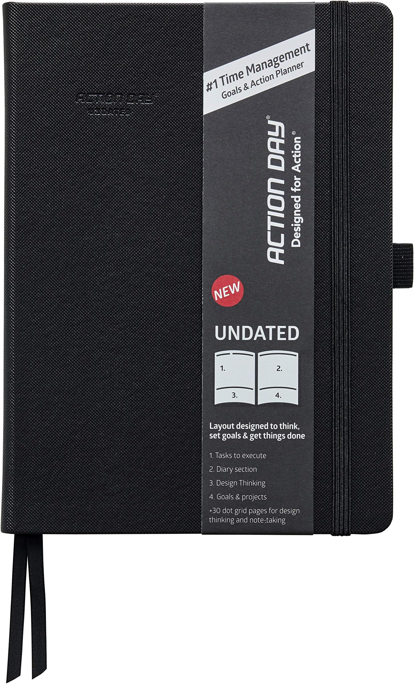 Action Day UNDATED Weekly Planner - ALL-in-ONE LAYOUT DESIGN,To Do Lists,Goals,Projects,Notes Weekly Diary/Calendar - Makes It Easy for You to Get Things Done,Black,7x9