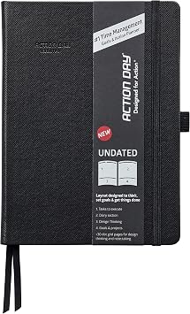 Undated Academic Weekly and Monthly Planner by Action Day - Stay Organized, Achieve Goals & Get More Done with a Proven Productivity System, 7x9, Black