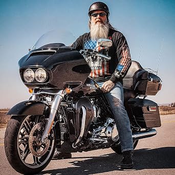 Hot Leathers GMS2483 Men's Long Sleeve Patriot Skull Black Shirt