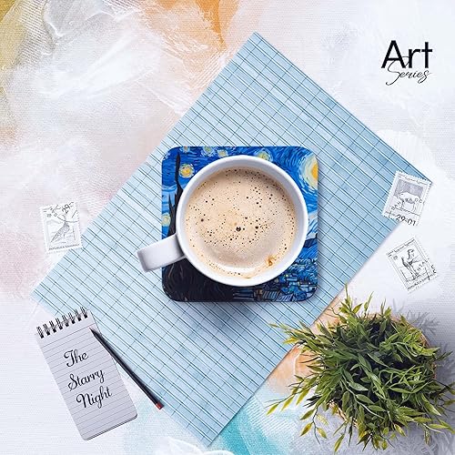 Miniatura 4 de Posavasos de alta calidad diseñados por IA  Paquete de 4, multicolor, cuadrados, epoxi brillante duradero, almohadilla de agarre antideslizante,