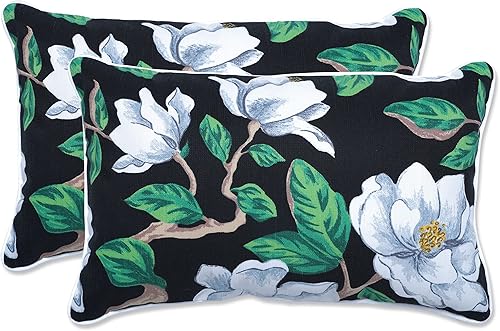 Pillow Perfect Almohada decorativa floral para interiores y exteriores, relleno de felpa, resistente a la intemperie y a la decoloración, lumbar -