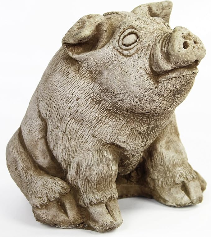 Sitting Pig Garden Statues Concrete Statuary Patio, Lawn