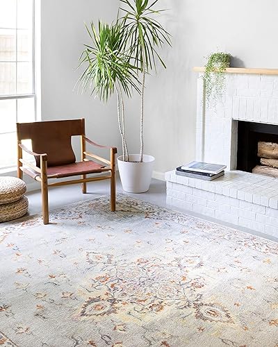 Miniatura 2 de Loloi Clara Collection CLA-03 - Alfombra de área de 5 pies 3 pulgadas x 7 pies 7 pulgadas, grismarfil