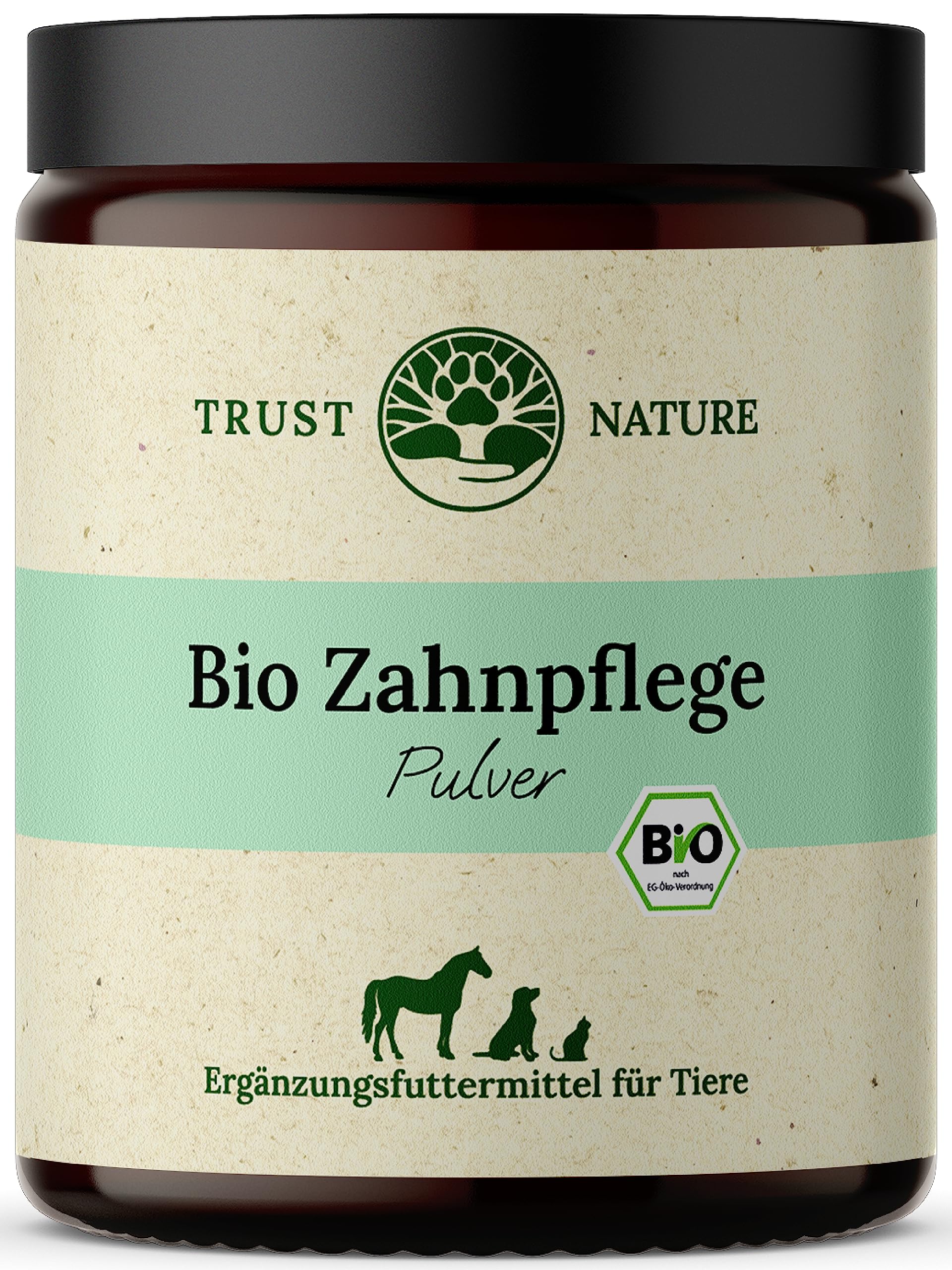 Bio Zahnpflege Pulver für Hunde & Katzen | gegen Plaquebildung | fördert frischen Atem | Bio Petersilie, Bio Minze, Bio Spirulina, Bio Chlorella, Bio Bambus, Bio VIT C