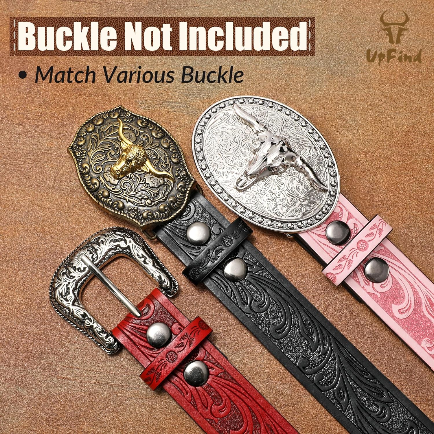 Men Women Western Belt Strap for Jeans Dress Cowboy Leather Belt Strap without Buckle - Image 3