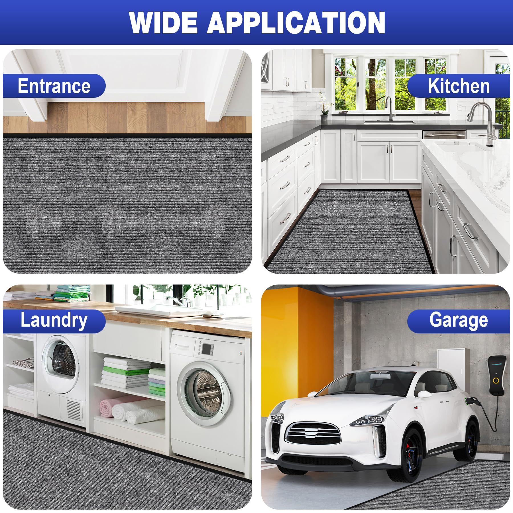 ToLanbbt Commercial Floor Mat 3' x 5' Front Door Mat Extra Large, Industrial Hallway Runner Rug Heavy Duty Outdoor Indoor Utility Mat Low Profile Entryway Carpet Non Slip Backing for Home Office — Amazon image 3