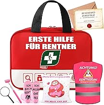 Pensioner Gift Woman, Retirement Gift Set with First Aid Bag, Greeting Card, Funny Socks, Pensioner Decorative Cushion Covers, Funny Retirement Gifts for Women - Farewell Gift Colleagues