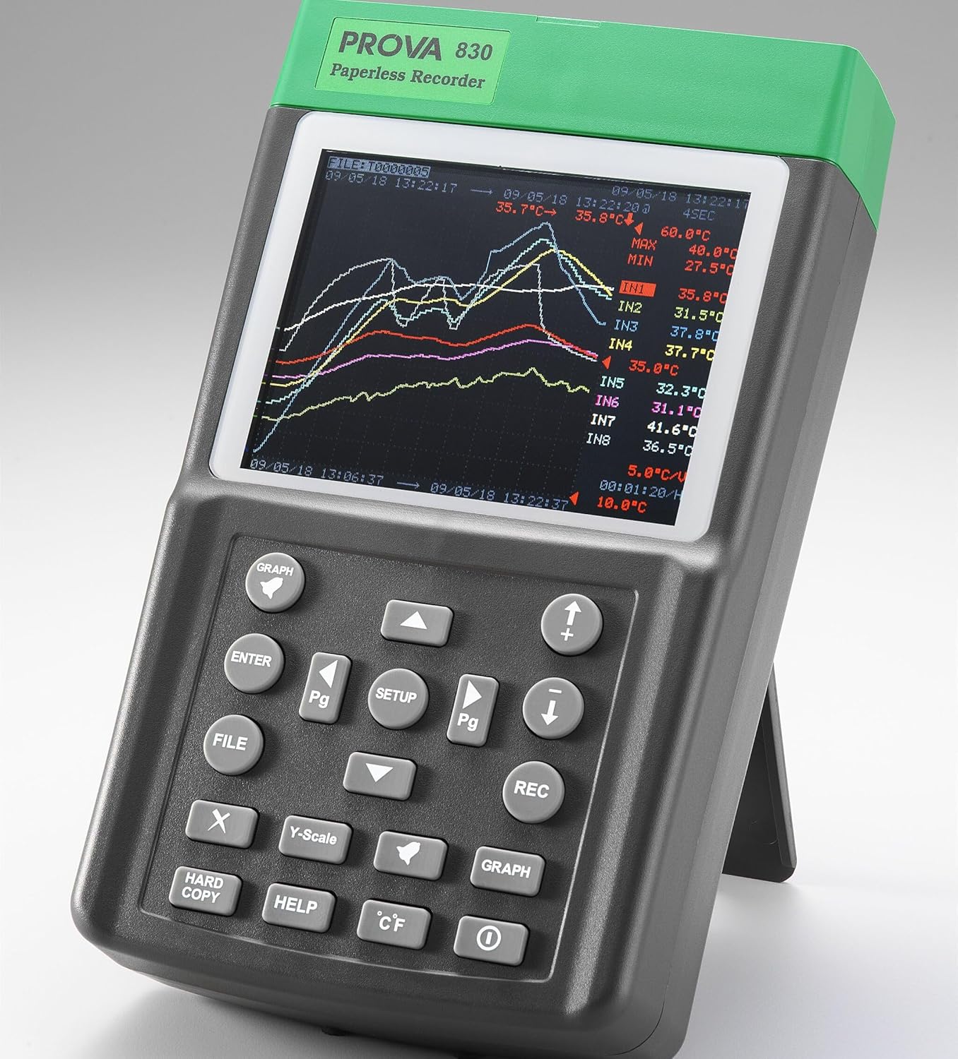 Taiwan Quality PROVA 830 Multi-Input Thermometer Recorder High Accuracy Temperature Datalogger 8 Input Temperature Measurement Data Logging 11 Types of thermocouple 5.7”Color LCD with Backlight