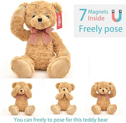 Miniatura 2 de Oso de peluche posado de 20 pulgadas, lindo juguete de peluche para niñas y niños (marrón claro)