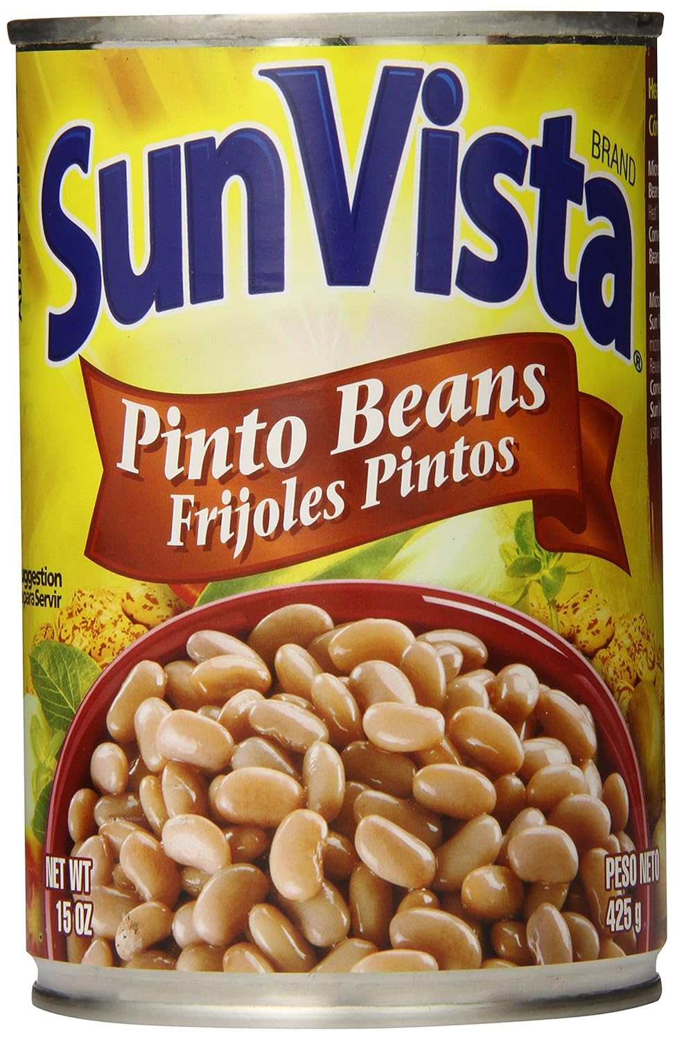 Sun Vista Pinto Beans, Whole, 15 Ounce (Pack of 12