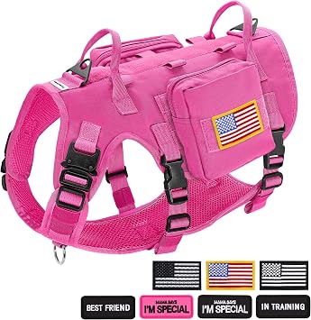 Forestpaw Tactical Dog Harness,Backpack and Service Dog Patches for Medium Large Dogs Training Walking Running