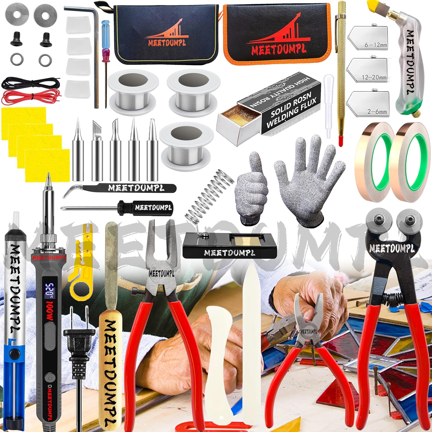 Stained Glass Kit，Stained Glass Supplies，Stained Glass Kits for Adults，with 100W Soldering Iron Kit,Glass Cutter Tool Kit,for Stained Glass Making.（Patent has been registered）.(3)