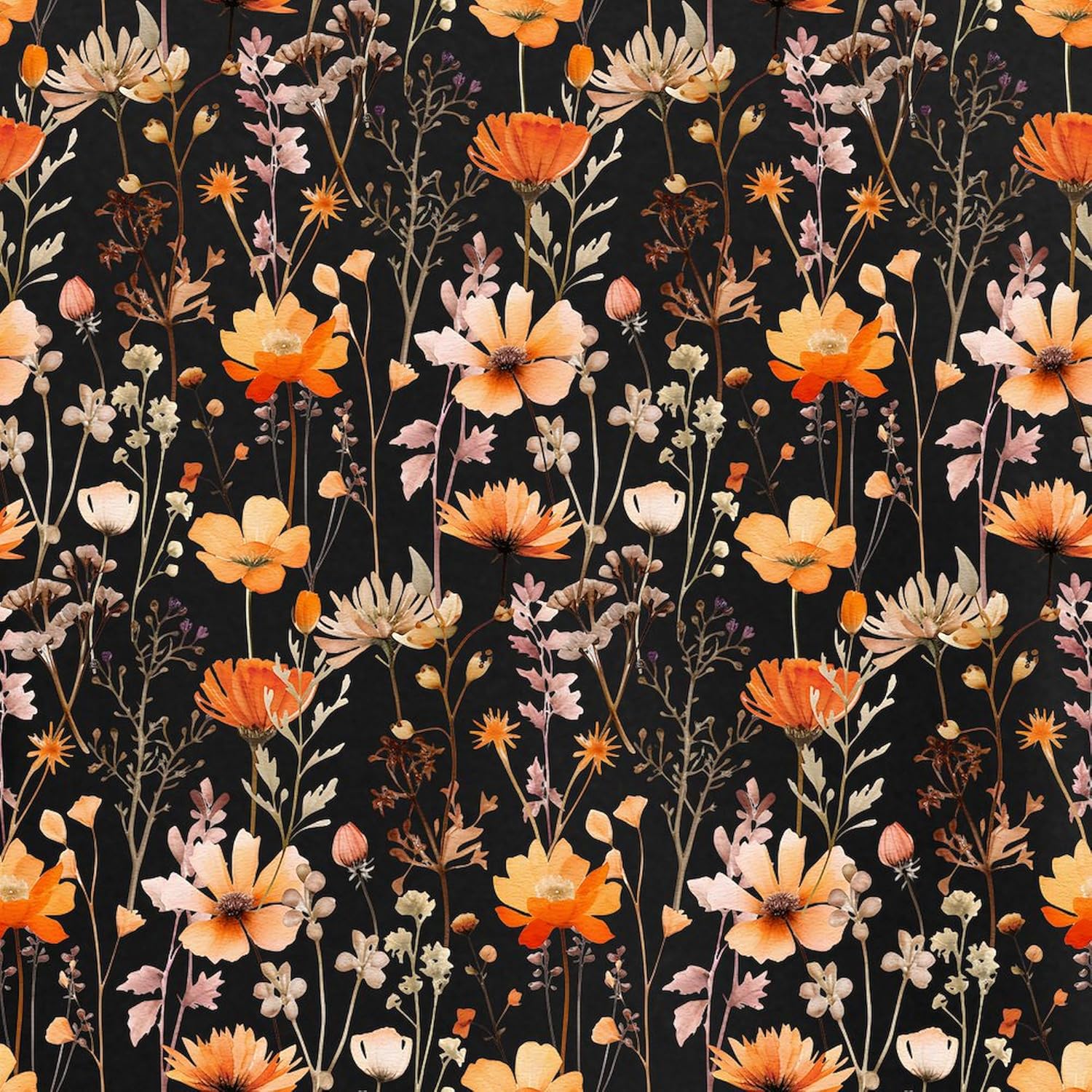 CafePress Orange Wildflowers Pattern Pajamas Womens Novelty PJ Sleepwear