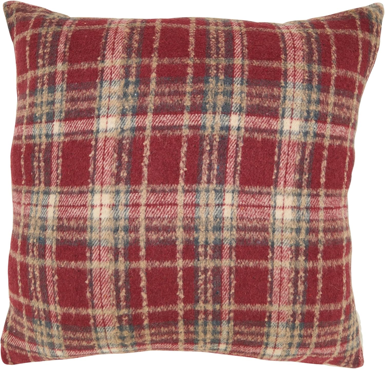 SARO LIFESTYLE Plaid Reindeer Down Filled Throw Pillow