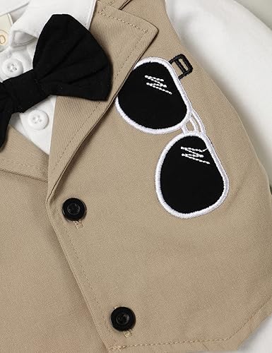 Miniatura 3 de Ropa de bebé recién nacido, trajes de caballero, mameluco de manga larga, traje de esmoquin con corbatín