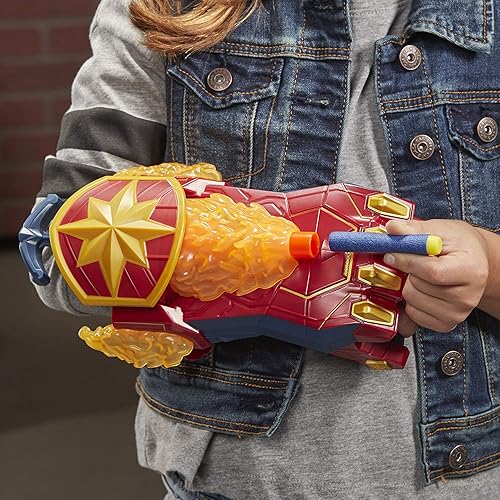 Miniatura 9 de NERF Power Moves Marvel Avengers Captain Marvel Photon Blast Guantelete NERF Dart Lanzamiento de Dardos Juguete para Niños Juego de Rol, Juguetes