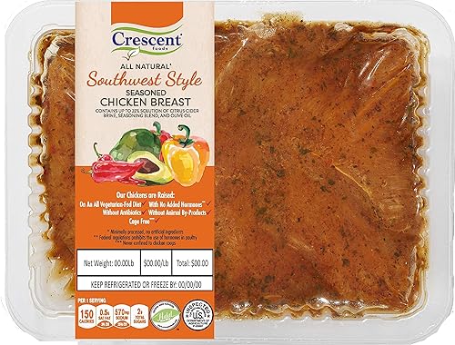 Crescent Foods Pechuga de pollo sazonada estilo Halal Southwest Aproximadamente 10.5 libras 21 piezas