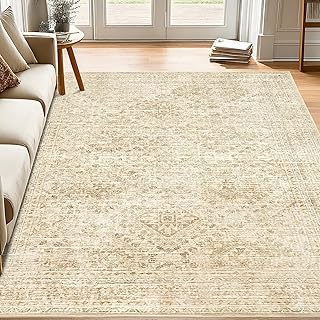 MIULEE 6x9 Vintage Living Room Rug Washable Area Rugs Low Pile Floor Mat...