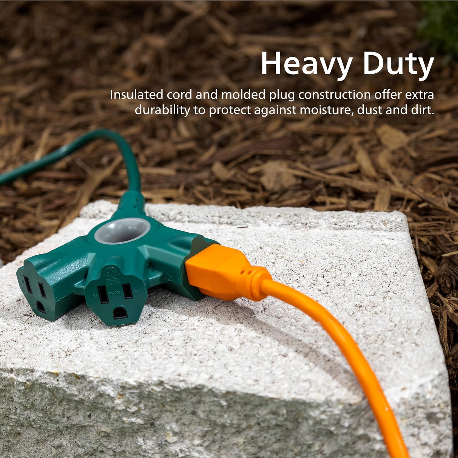 Philips EZGrip Outdoor Extension Cord with Multiple Outlets, Grounded 3 Prong Cord, Long Extension Cord Indoor with Multiple Outlets, Heavy Duty, 50 Ft, 16 AWG, Green, SPC3503ZG/37-T1