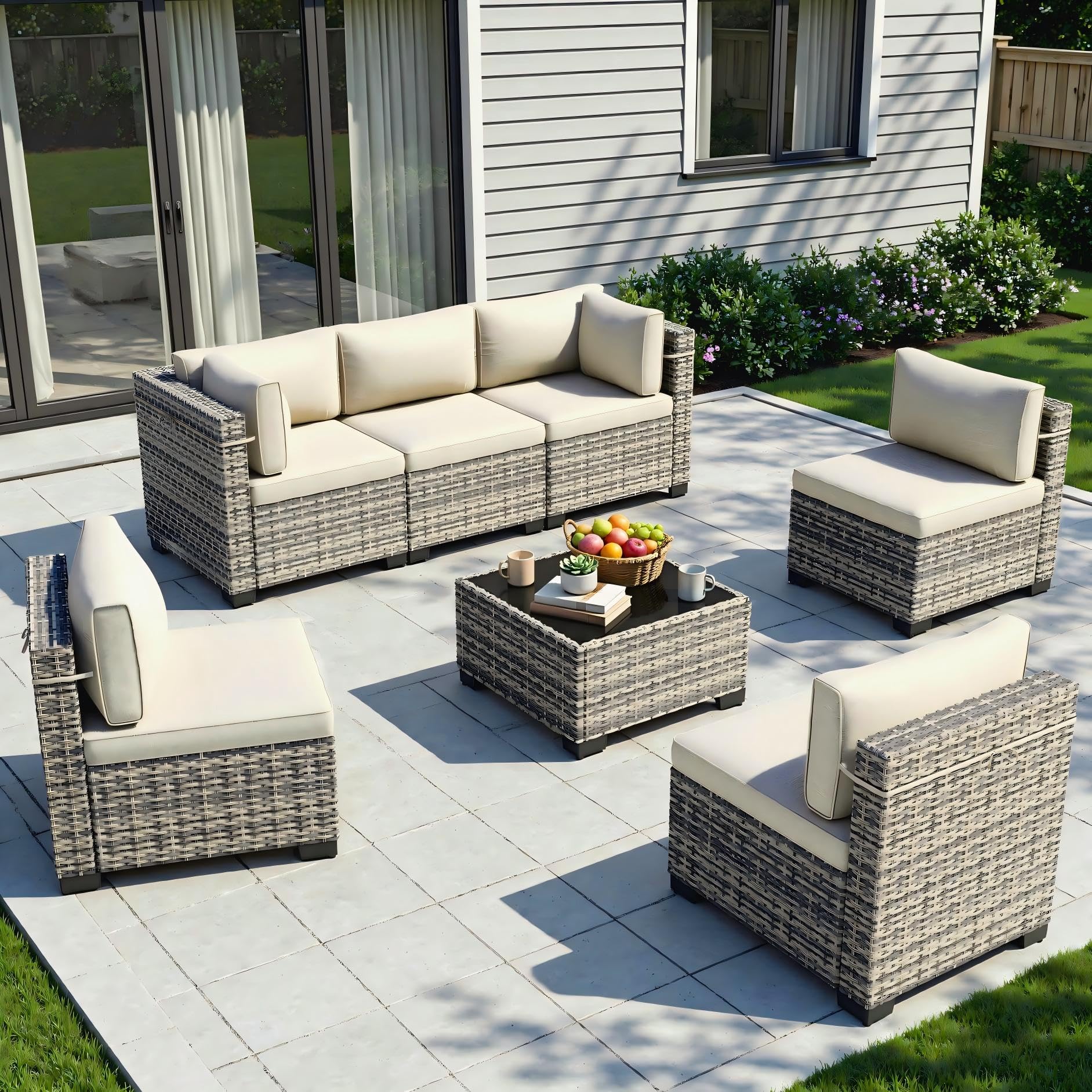 Outdoor PE Wicker Rattan Modular Patio Sectional Sofa Set