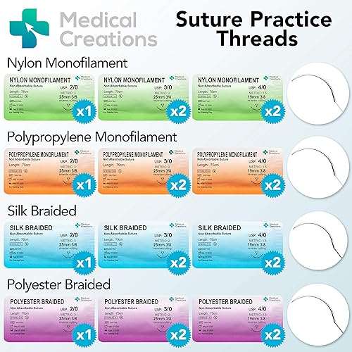 Miniatura 4 de Hilo de suturas con aguja: practica más sutura con tu kit de práctica de sutura - para estudiantes de medicina, enfermería, veterinaria (producto