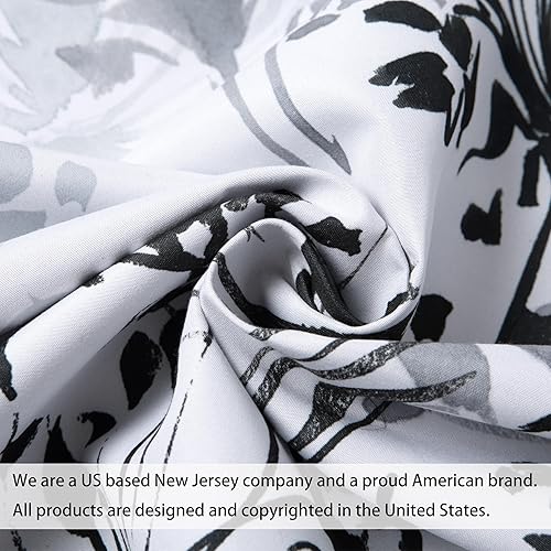 Miniatura 6 de DriftAway Cortinas de amarre para ventanas, con estampado de acuarela de acacia, floral, con aislamiento térmico, con bolsillo para cortinero, 100%