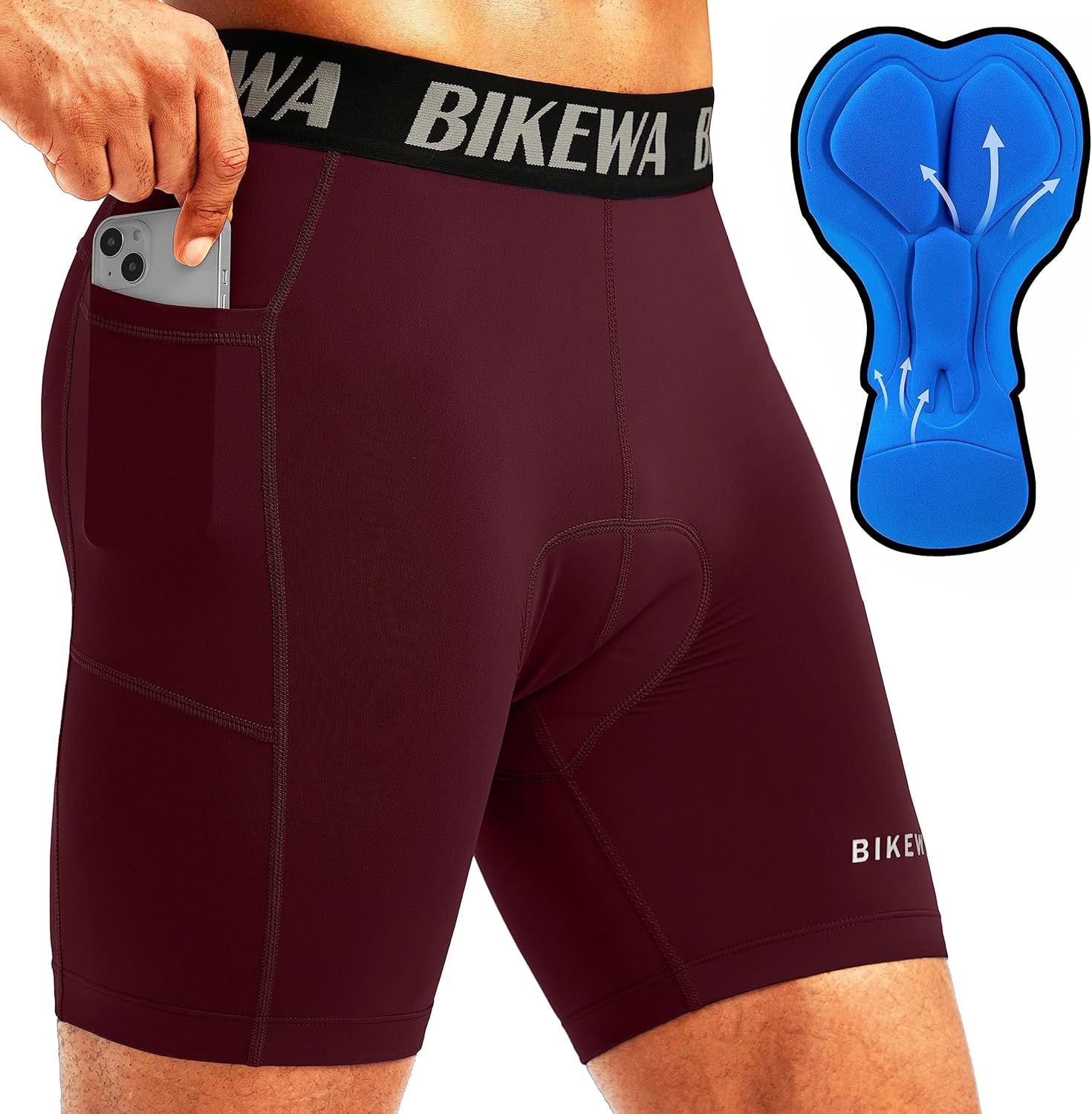 Men's 4D Padded Bike Shorts Cycling Underwear Biking Bicycle Padding Shorts for Men Side Pockets